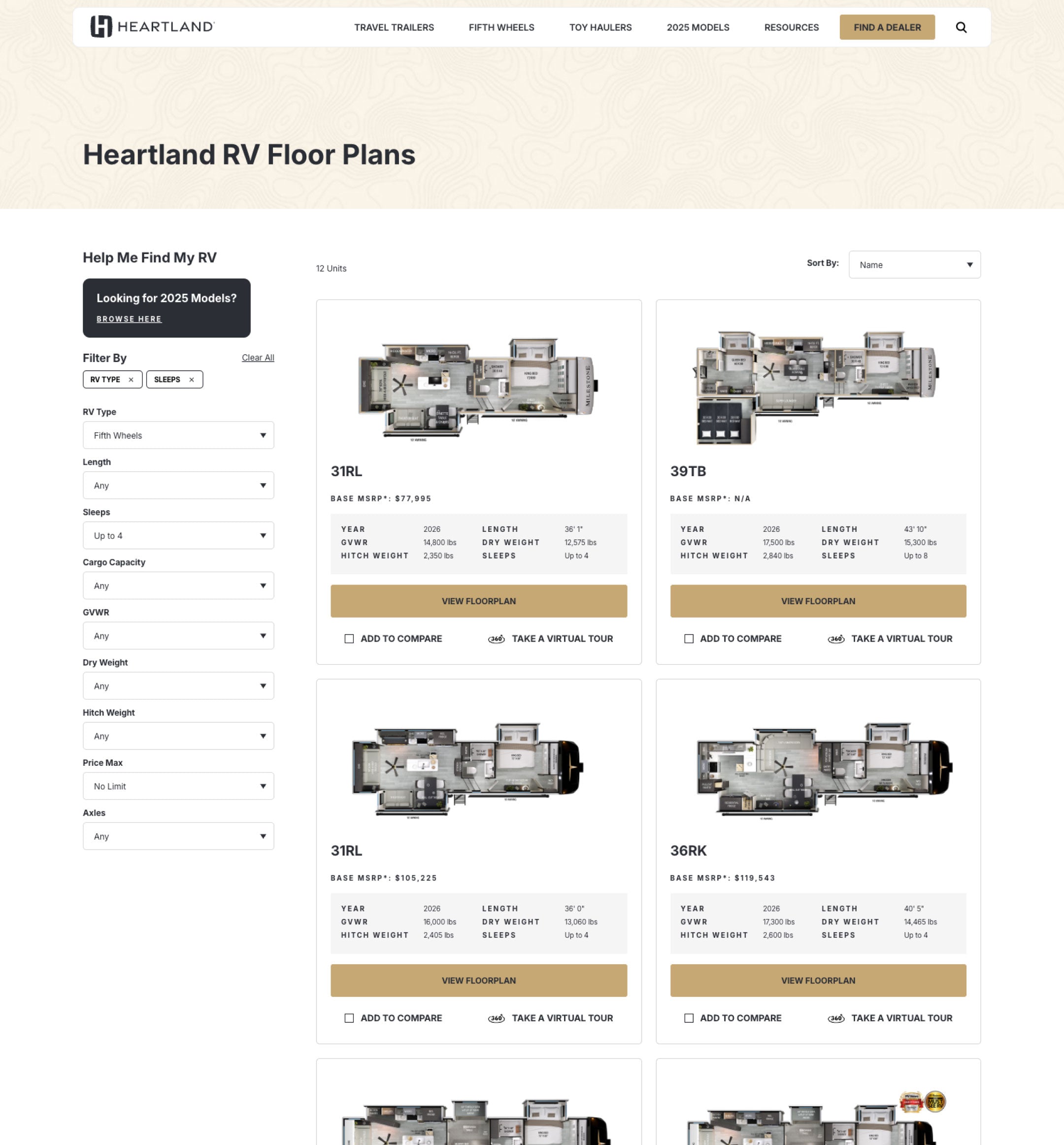 RV selector results